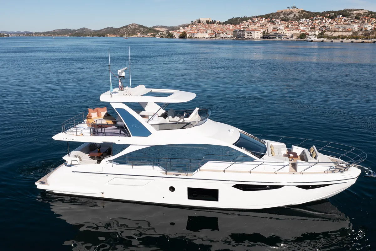Exterior view of Alibaba, a Azimut 60 motorboat at Grad Šibenik, Croatia