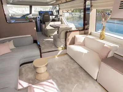 Salon of Alibaba, a Azimut 60 motorboat at Grad Šibenik, Croatia