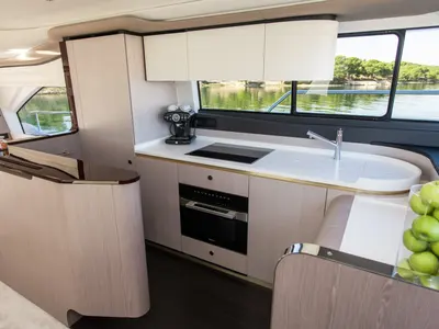 Galley of Alibaba, a Azimut 60 motorboat at Grad Šibenik, Croatia