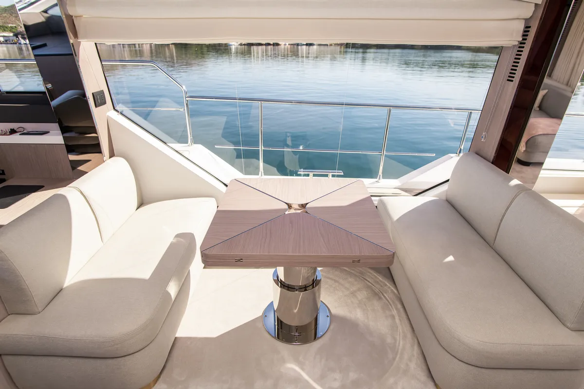 Salon of Alibaba, a Azimut 60 motorboat at Grad Šibenik, Croatia