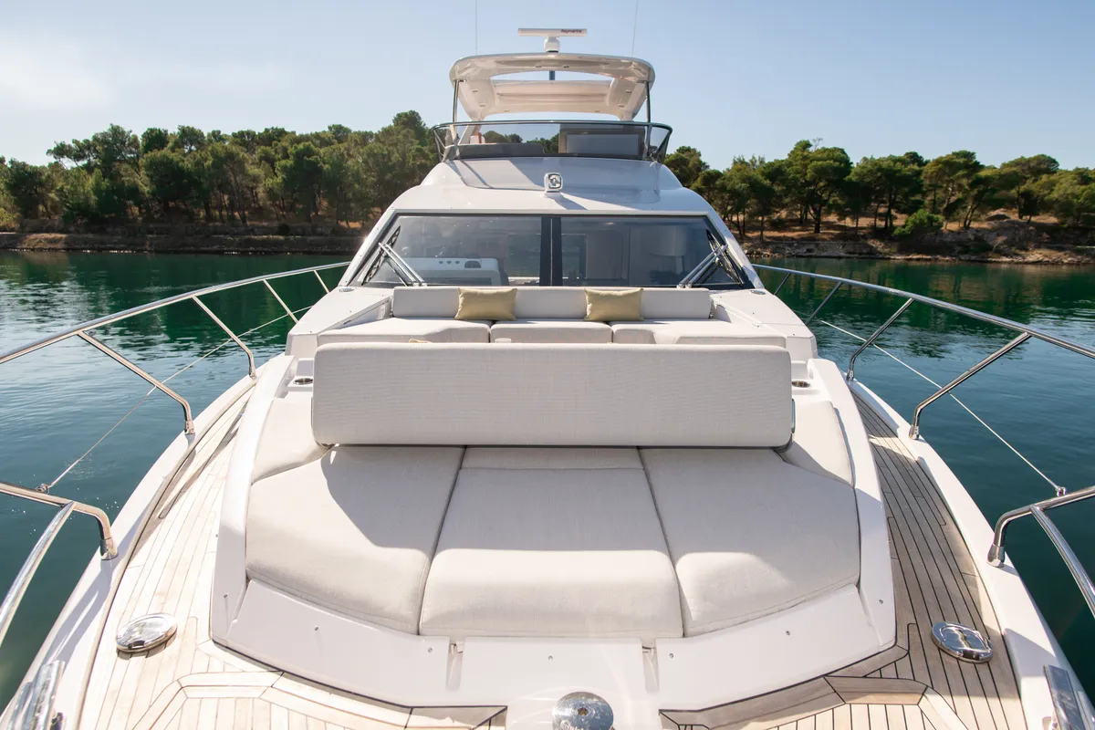 Deck of Alibaba, a Azimut 60 motorboat at Grad Šibenik, Croatia