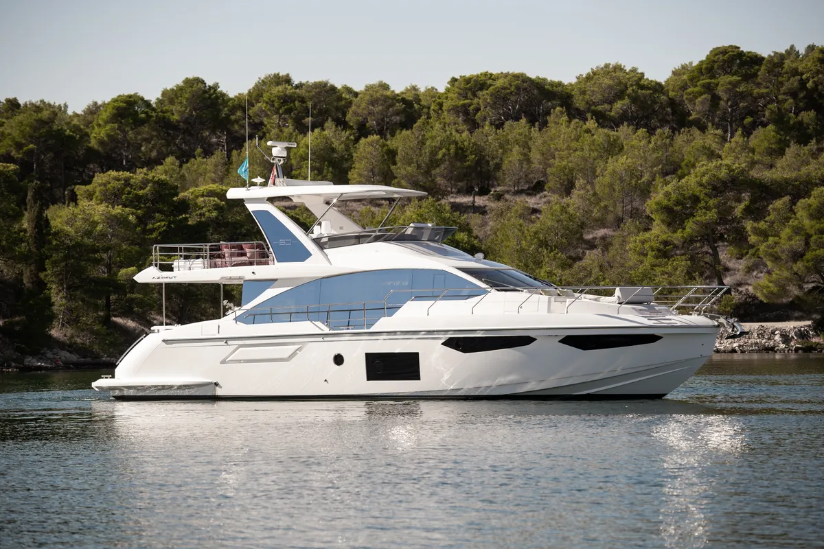 Exterior view of Alibaba, a Azimut 60 motorboat at Grad Šibenik, Croatia