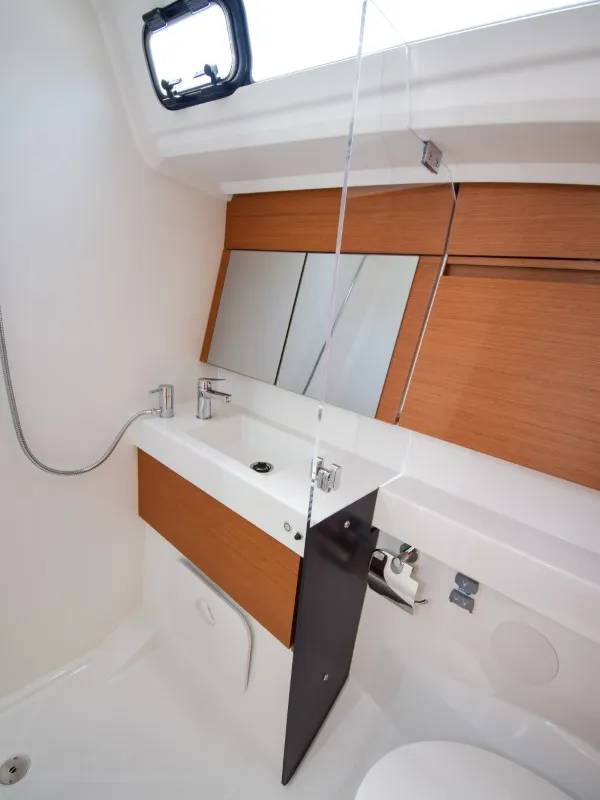 Head on Sky Ela, a Jeanneau Sun Odyssey 410 sailboat at Marmaris, Turkey