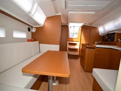 Salon of Sky Ela, a Jeanneau Sun Odyssey 410 sailboat at Marmaris, Turkey