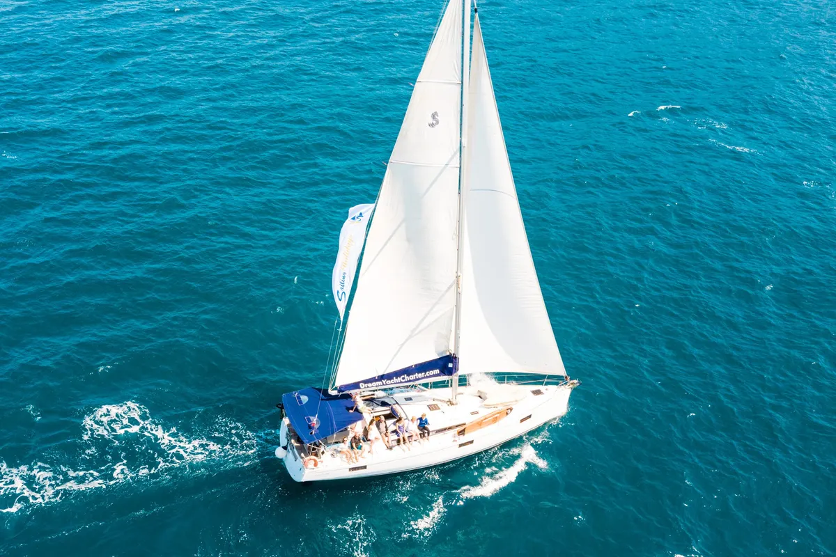 Exterior view of Nabucco: Forward Cabin #1 (Cabin Charter - 2 pax) Fully Crewed, ALL EXPENSES, a Beneteau Oceanis 48 sailboa…
