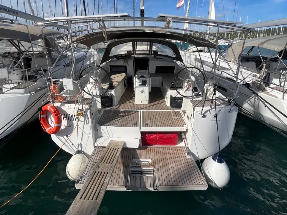 Exterior view of ATHINA, a Jeanneau Sun Odyssey 490 sailboat at Sukošan, Croatia