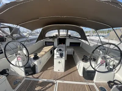 Cockpit of ATHINA, a Jeanneau Sun Odyssey 490 sailboat at Sukošan, Croatia