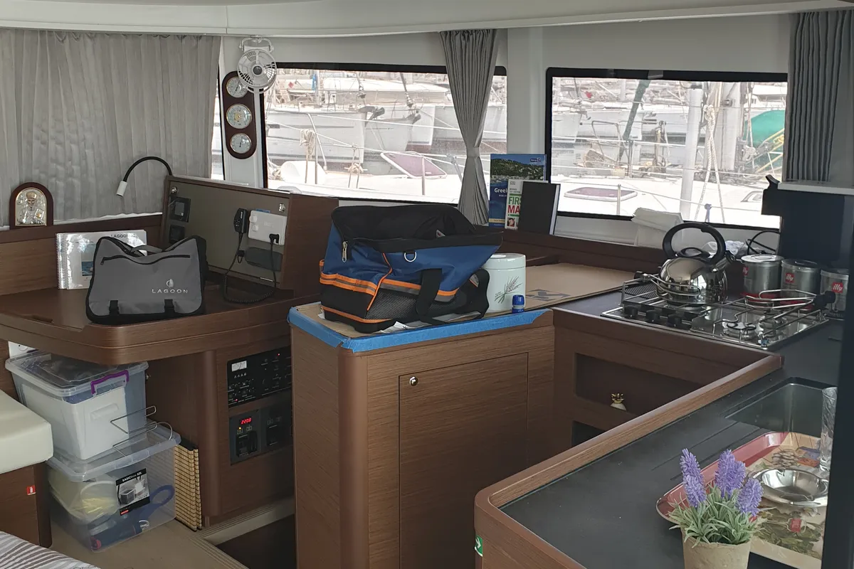 Galley of Aria, a Lagoon 42 catamaran at Athens, Greece