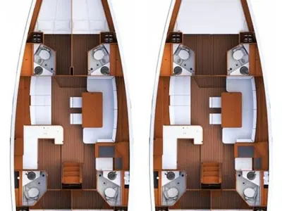 Floor plan of Trinity, a Jeanneau 53 sailboat at Palma de Mallorca, Spain