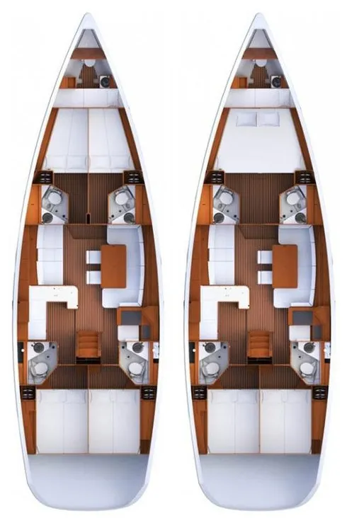 Floor plan of Trinity, a Jeanneau 53 sailboat at Palma de Mallorca, Spain