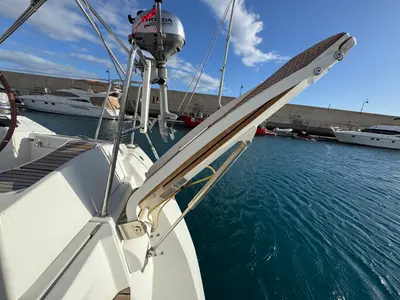 Deck of Trinity, a Jeanneau 53 sailboat at Palma de Mallorca, Spain