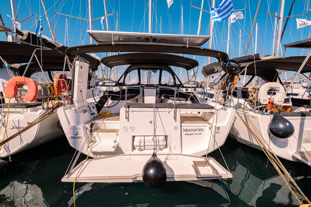 Cockpit of Memories, a Dufour 41 sailboat at Kos, Greece