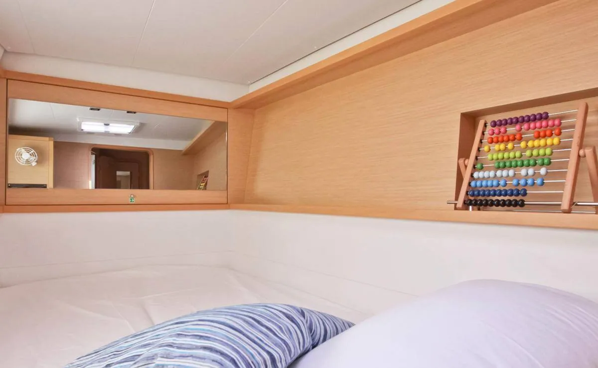 Cabin on NEMO45, a Lagoon 450 Fly catamaran at Naples, Italy