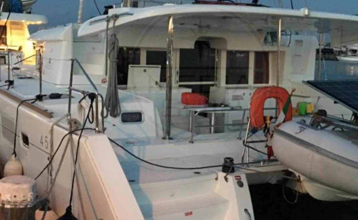 Exterior view of NEMO45, a Lagoon 450 Fly catamaran at Naples, Italy