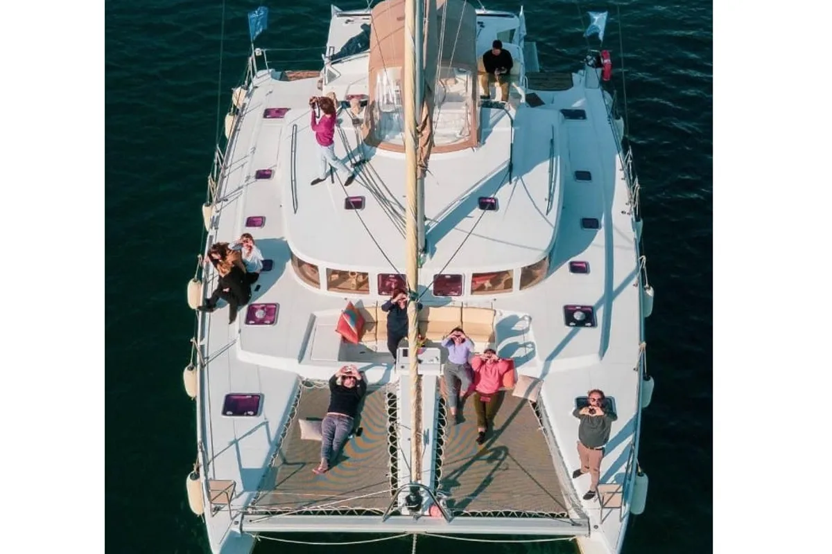 Exterior view of NEMO45, a Lagoon 450 Fly catamaran at Naples, Italy