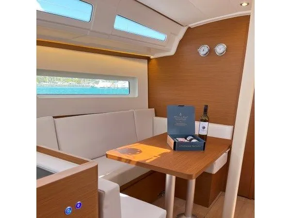 Salon of Ethra, a Jeanneau Sun Odyssey 380 sailboat at Lavreotiki, Greece