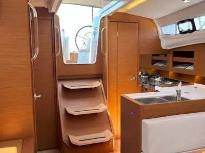 Galley of Ethra, a Jeanneau Sun Odyssey 380 sailboat at Lavreotiki, Greece