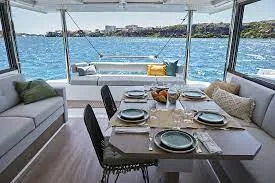 Salon of Lou Creusois, a Bali 4.4 catamaran at Cogolin, France