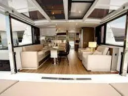 Salon of Lou Creusois, a Bali 4.4 catamaran at Cogolin, France