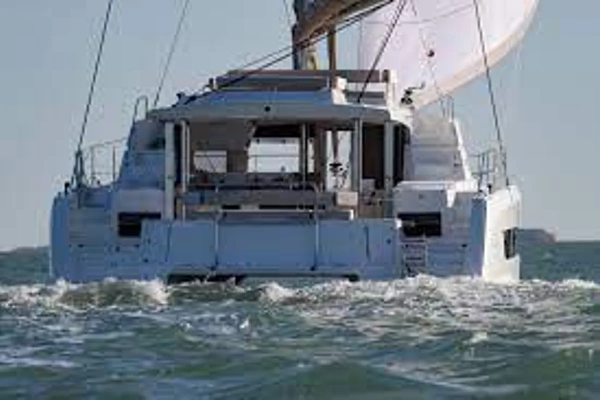 Exterior view of Lou Creusois, a Bali 4.4 catamaran at Cogolin, France