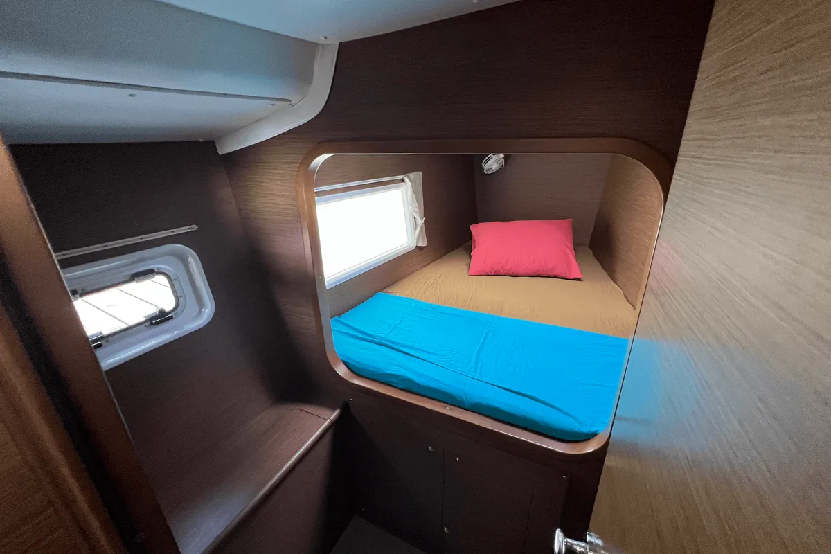 Cabin on Poe Nina, a Lagoon 380 S2 catamaran at Papeete, France