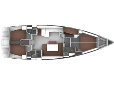 Floor plan of Gin Tonic, a Bavaria Cruiser 51 sailboat at Kontokali, Greece