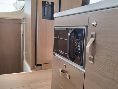 Galley of Stenella, a Bali 4.4 catamaran at Olbia, Italy
