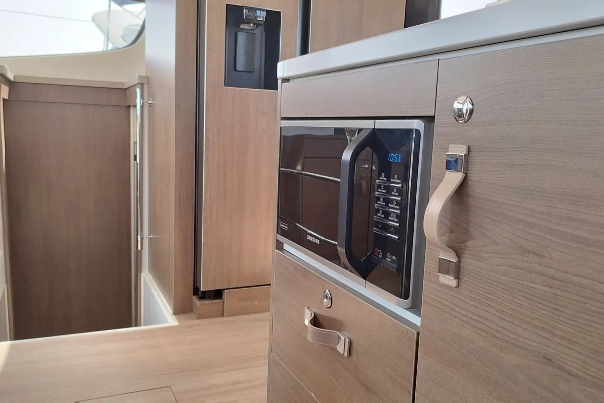 Galley of Stenella, a Bali 4.4 catamaran at Olbia, Italy