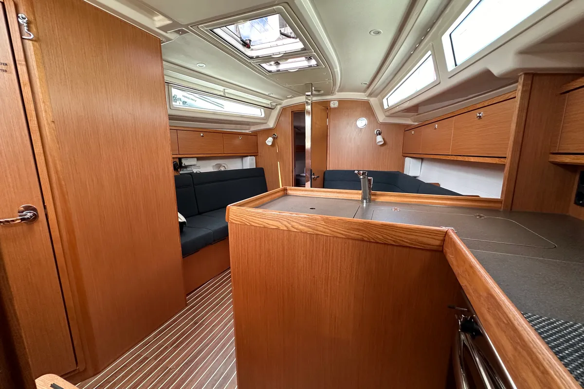 Galley of Celestia, a Bavaria Cruiser 34 sailboat at Athens, Greece