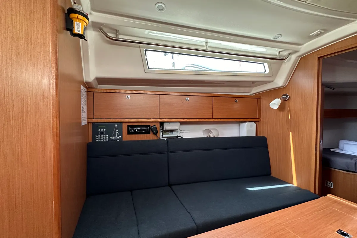 Salon of Celestia, a Bavaria Cruiser 34 sailboat at Athens, Greece