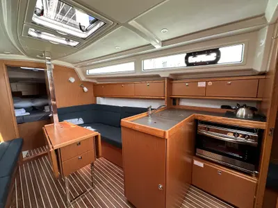 Galley of Celestia, a Bavaria Cruiser 34 sailboat at Athens, Greece