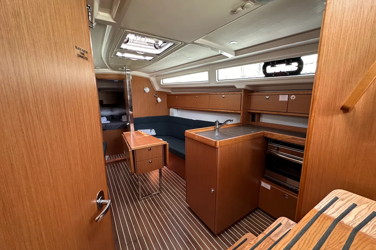 Salon of Celestia, a Bavaria Cruiser 34 sailboat at Athens, Greece