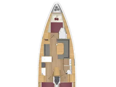 Floor plan of DEA, a Bavaria 38 sailboat at La Spezia, Italy