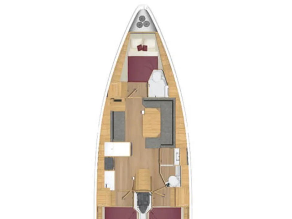 Floor plan of DEA, a Bavaria 38 sailboat at La Spezia, Italy