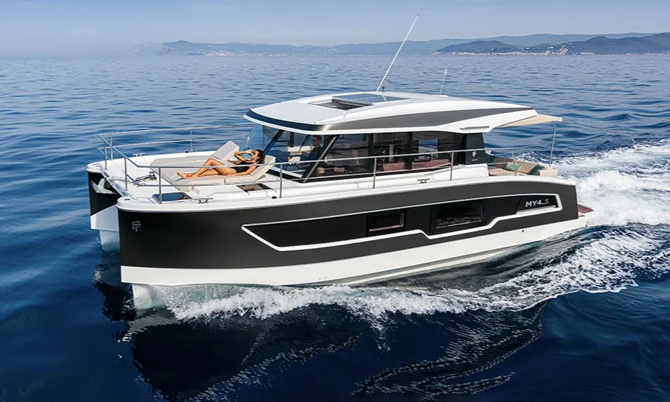 Exterior view of My Angel, a Fountaine Pajot MY4.S catamaran at Municipal Unit of Lefkada, Greece