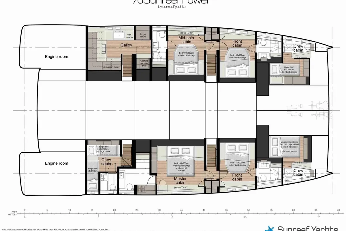 Floor plan of Alien, a Sunseeker Predator 82 motorboat at Primošten, Croatia