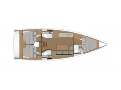 Floor plan of Maestro, a Dufour 390 Grand Large sailboat at Municipal Unit of Apollonioi, Greece