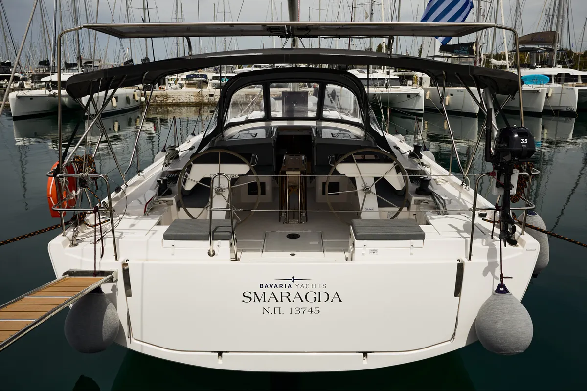 Exterior view of SMARAGDA, a Bavaria C46 sailboat at Athens, Greece