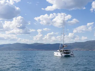 Salon of Aventus, a Lagoon 42 catamaran at Split, Croatia