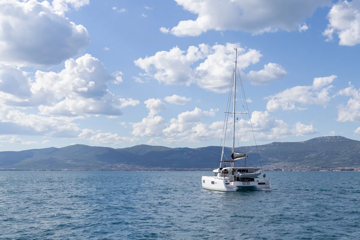 Salon of Aventus, a Lagoon 42 catamaran at Split, Croatia