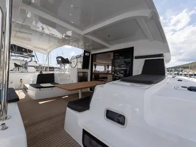Deck of Aventus, a Lagoon 42 catamaran at Split, Croatia