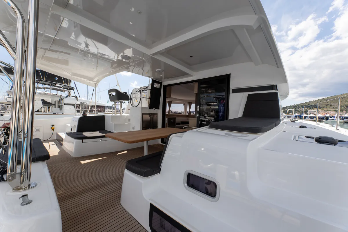Deck of Aventus, a Lagoon 42 catamaran at Split, Croatia