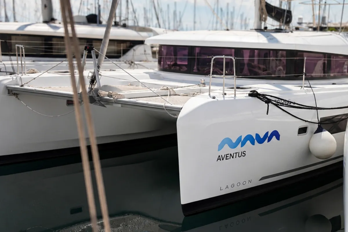Exterior view of Aventus, a Lagoon 42 catamaran at Split, Croatia