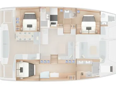 Floor plan of Paloma, a Lagoon 47 catamaran at Rogoznica, Croatia