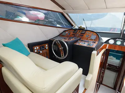 Cockpit of ADELYA, a Gulet Leomar 59 motor yacht at Konyaaltı, Turkey