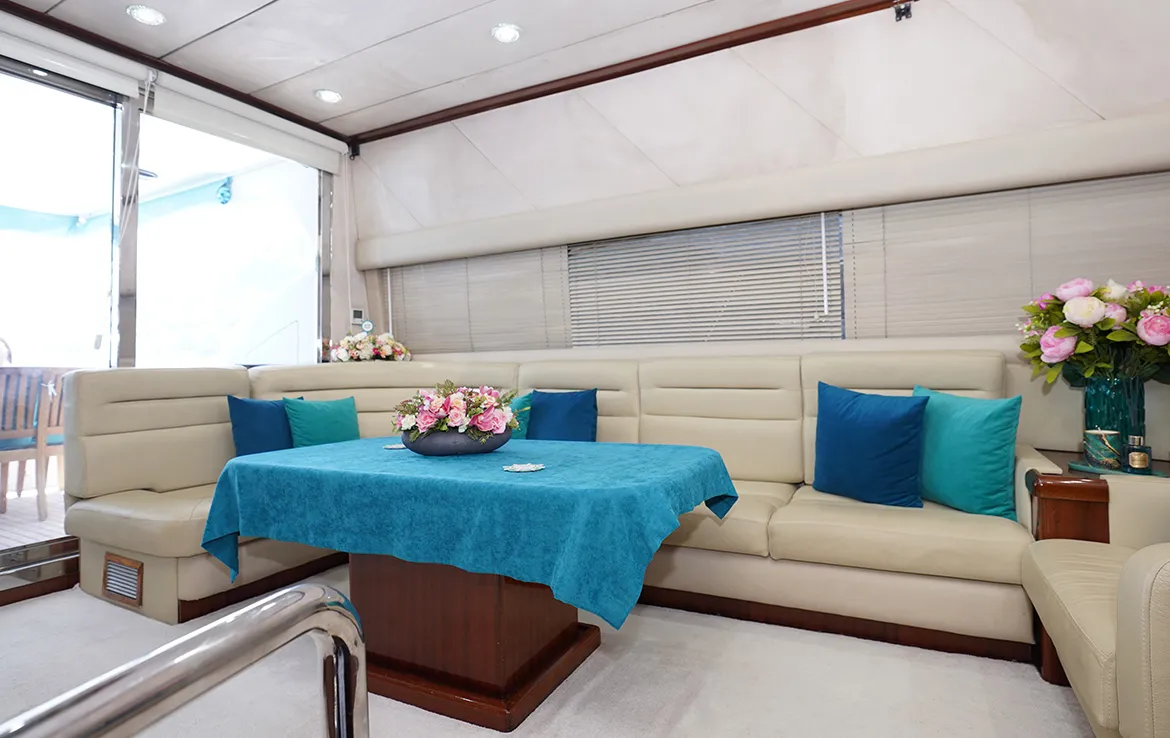 Salon of ADELYA, a Gulet Leomar 59 motor yacht at Konyaaltı, Turkey