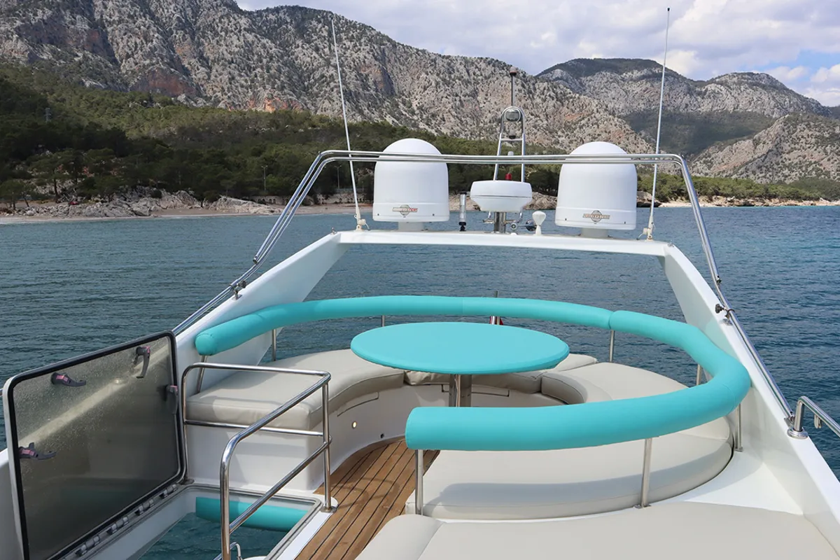 Deck of ADELYA, a Gulet Leomar 59 motor yacht at Konyaaltı, Turkey