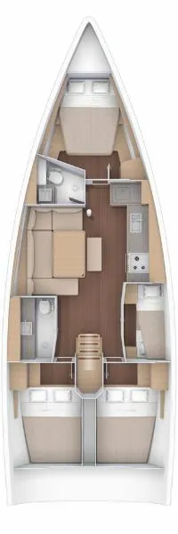 Floor plan of Kostas, a Dufour 430 sailboat at Athens, Greece