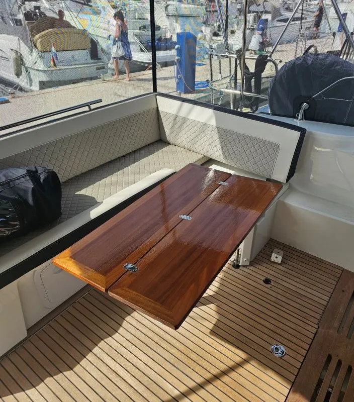 Deck of Sierra, a Jeanneau NC 37 motor yacht at Grad Biograd na Moru, Croatia