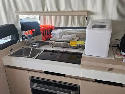 Galley of Sierra, a Jeanneau NC 37 motor yacht at Grad Biograd na Moru, Croatia